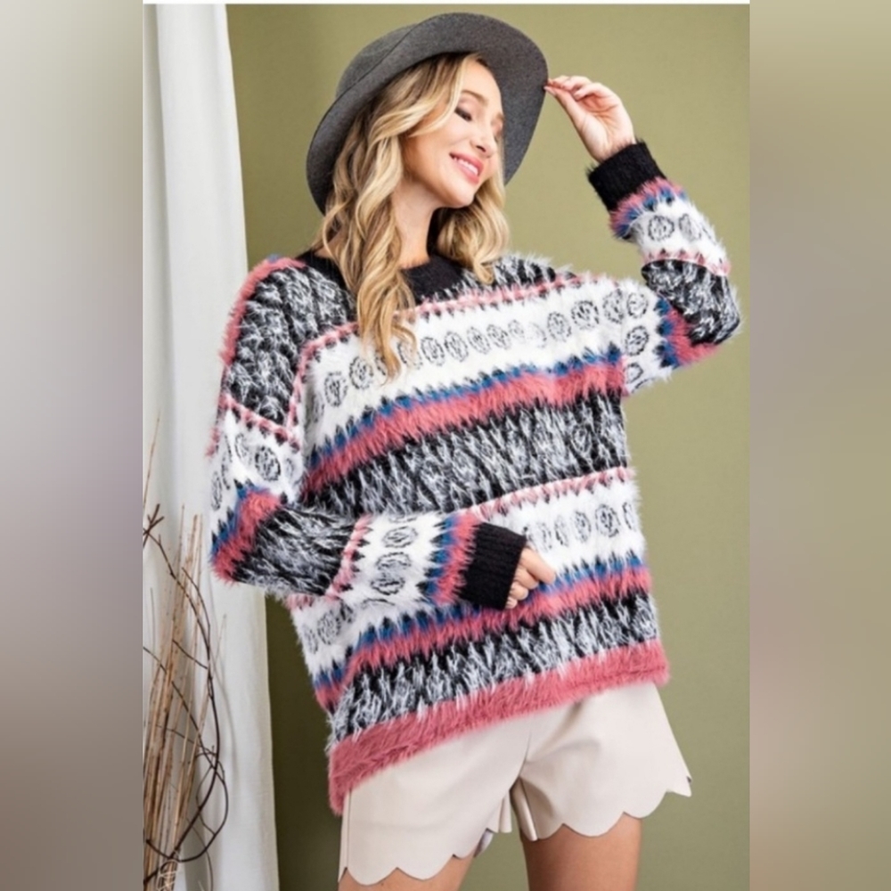 Fuzzy fair isle sweater - Picture 4 of 4